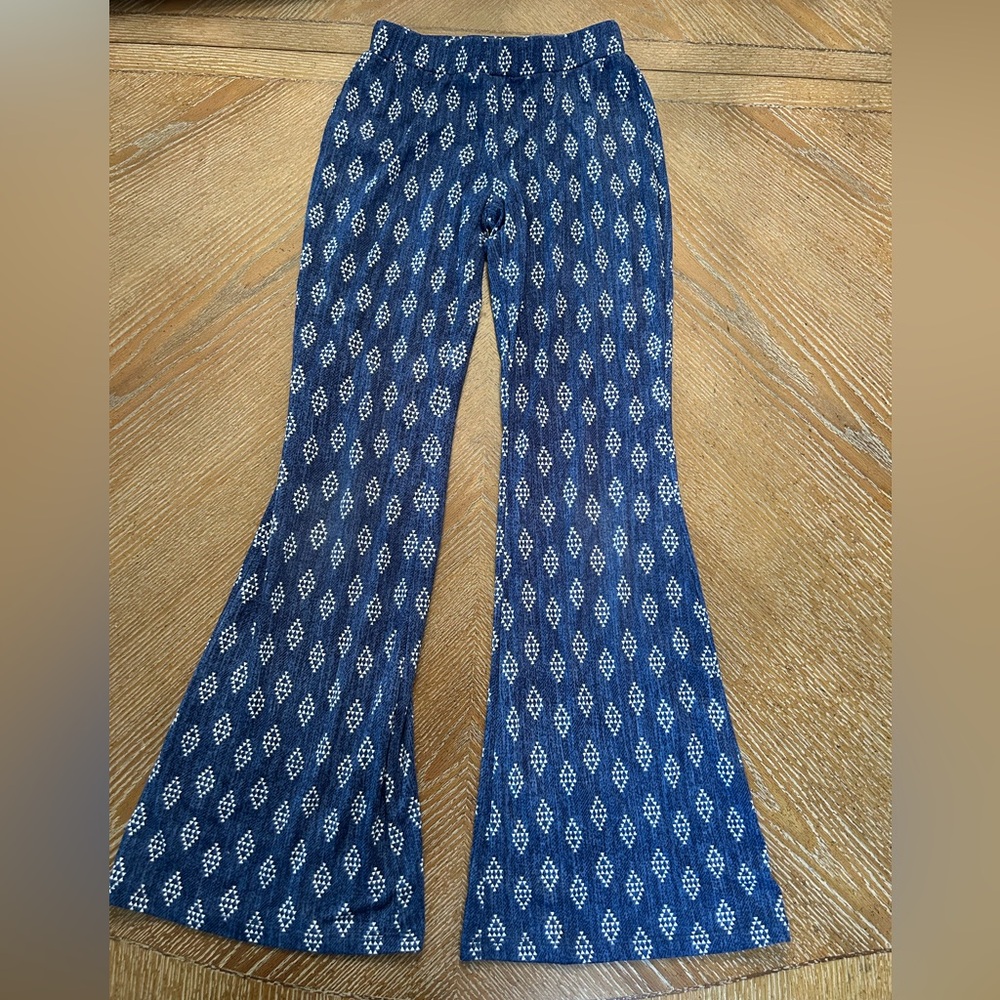 Joey Blue and White Patterned Kids Casual Bottoms